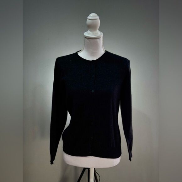 Black Liz Claiborne Sport Sparkly Cardigan Size SP EUC - Picture 1 of 6